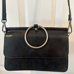 Small Black Faux Leather Crossbody / Clutch